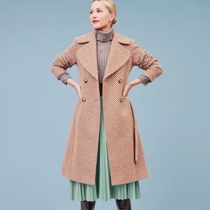 Atlantic Pacific x Halogen Women's Tan Herringbone Belted Coat